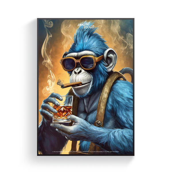 Blue Monkey Wearing Sunglasses Poster