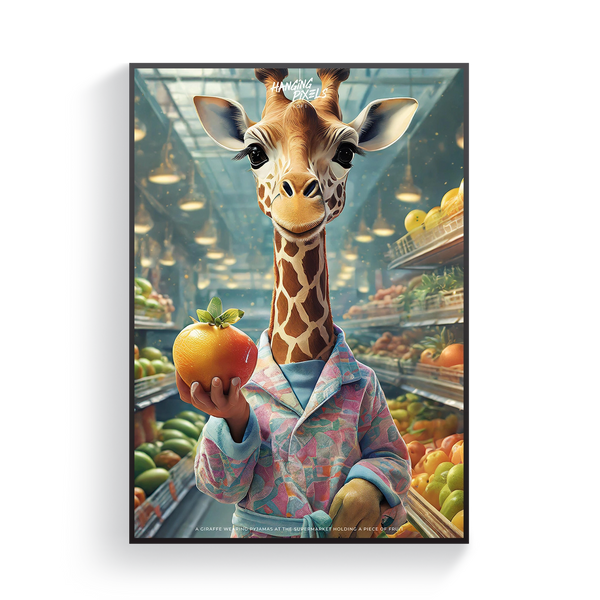 Giraffe Wearing Pyjamas Poster